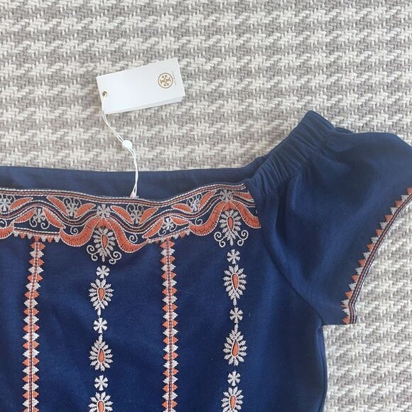 Tory Burch Nell Blue Embroidered Dress Large - Picture 8 of 12
